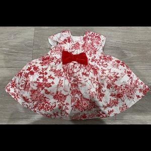 0-3 months Janie and Jack white and red toile dress